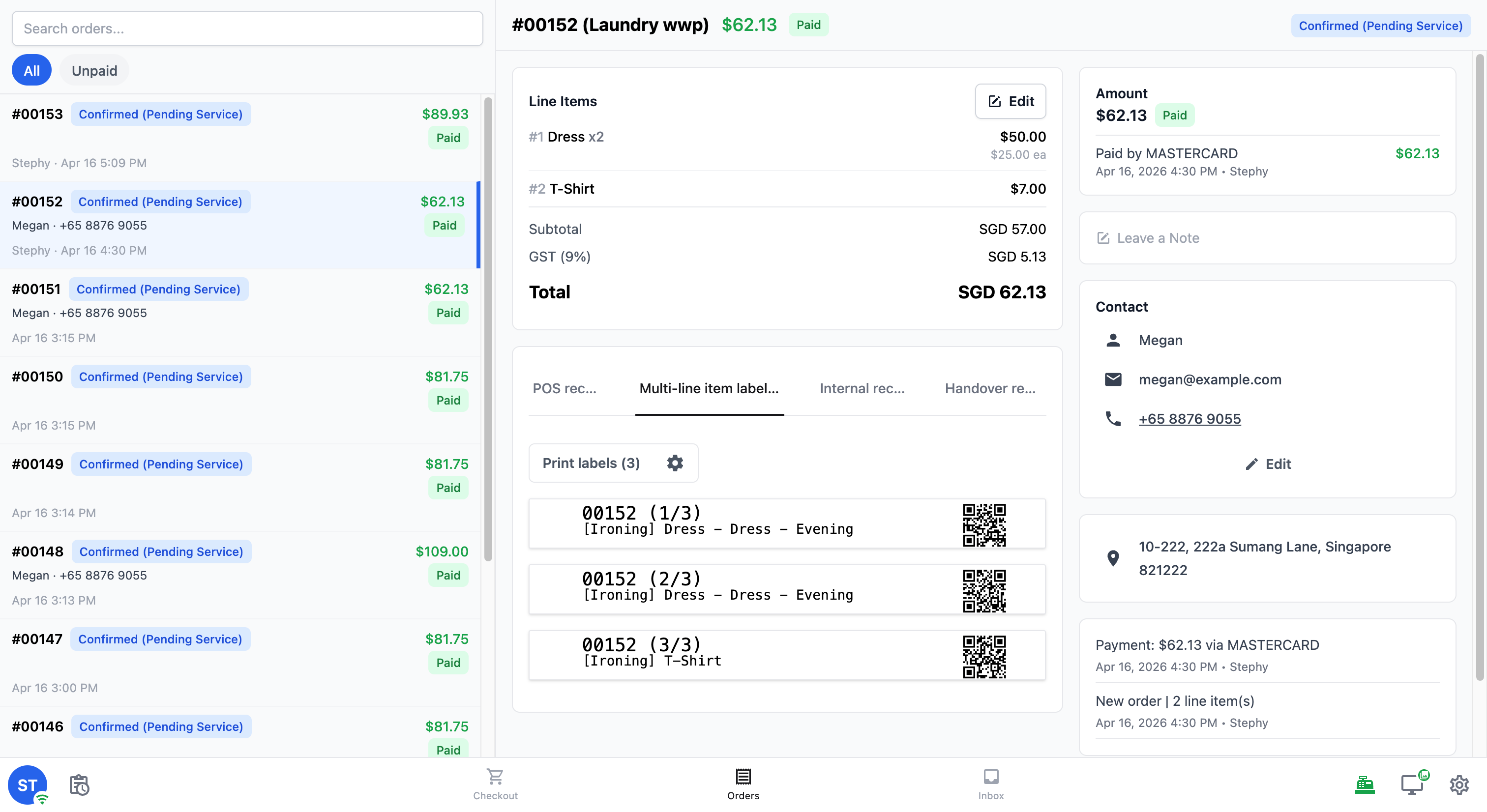 Screenshot of an order detail view showing what was ordered, the amount charged, and customer information all on one screen