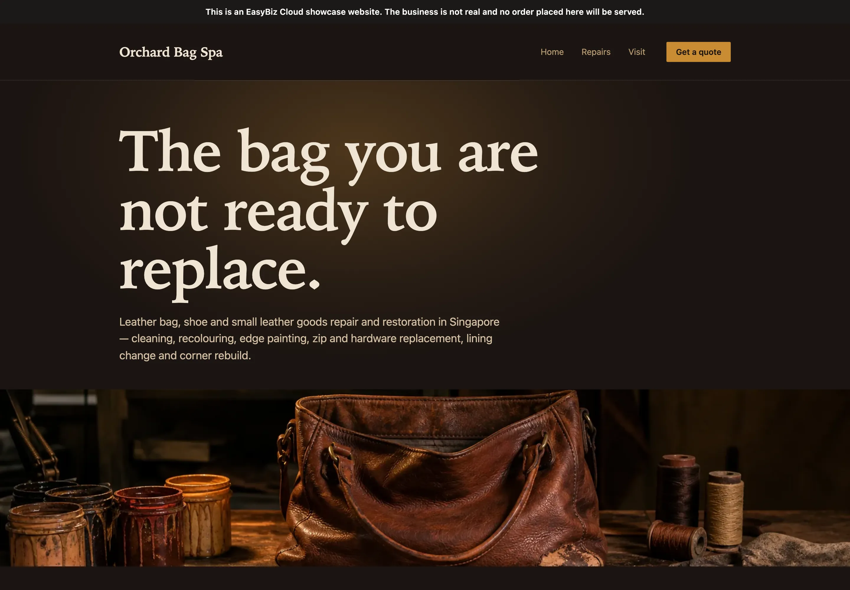 Home page of the Orchard Bag Spa website